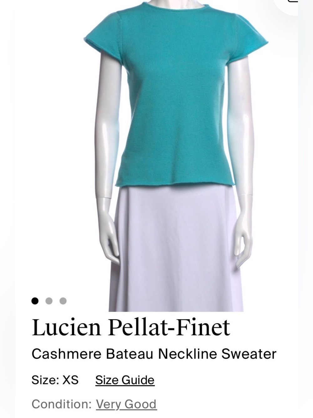 Lucien Pellat-Finet Turquoise 100% Cashmere Short Sleeve Sweater